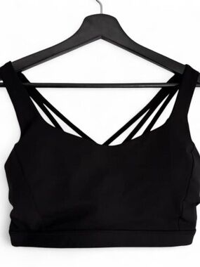 lululemon athletica Black Strappy Crop Top sports bra yoga bralette xl 14 us